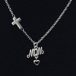 NWOT - Silver cross/mom necklace